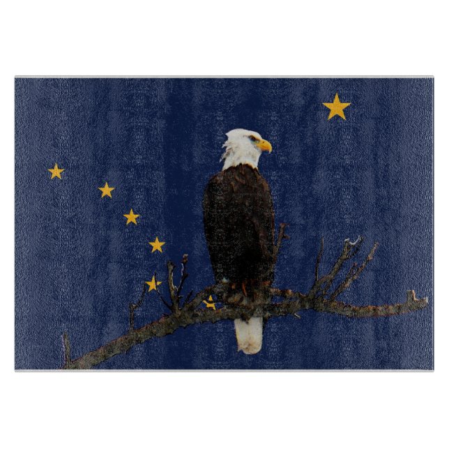 Planche À Découper Aigle Et Drapeau De L'Alaska (Devant)