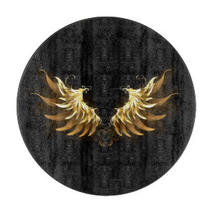 Planche À Découper Ailes d'Ange d'or sur arrière - plan noir
