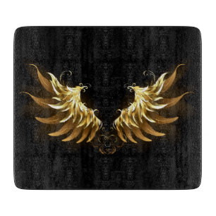 Planche À Découper Ailes d'Ange d'or sur arrière - plan noir