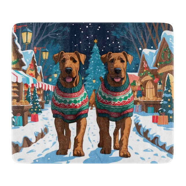 Planche À Découper Airedale Dogs Christmas Snow Holiday (Devant)