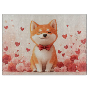 Planche À Découper Akita avec Rose - Saint Valentin