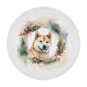 Planche À Découper Akita Christmas Wreath Festive Pup