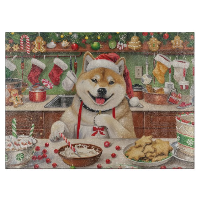 Planche À Découper Akita Gâteau de Noël Festif (Devant)