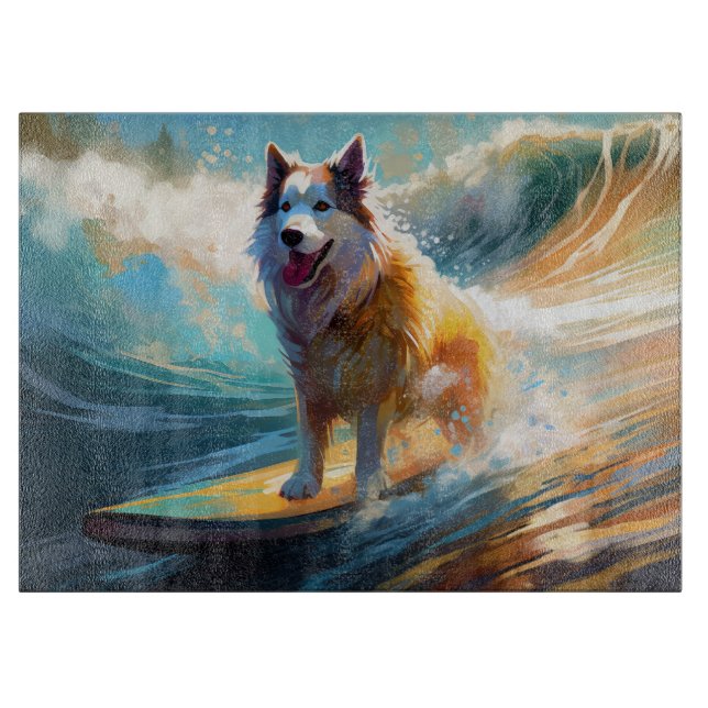 Planche À Découper Alaskan Malamute Beach Surf Peinture (Devant)