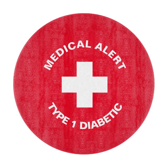 Planche À Découper Alerte Médicale personnalisée rouge diabétique (Devant)