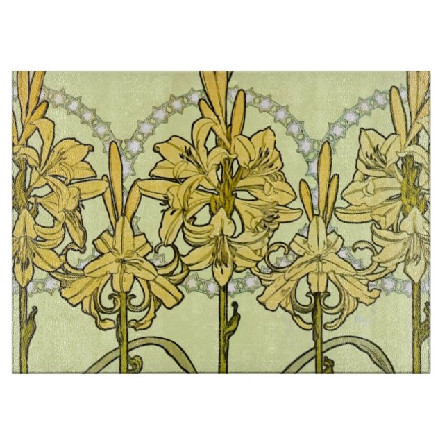 Planche À Découper Alfonse Mucha Art Nouveau Lily motif floral (Devant)