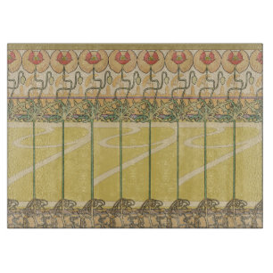 Planche À Découper Alphonse Mucha Coquelicots Papier Peint Floral Art