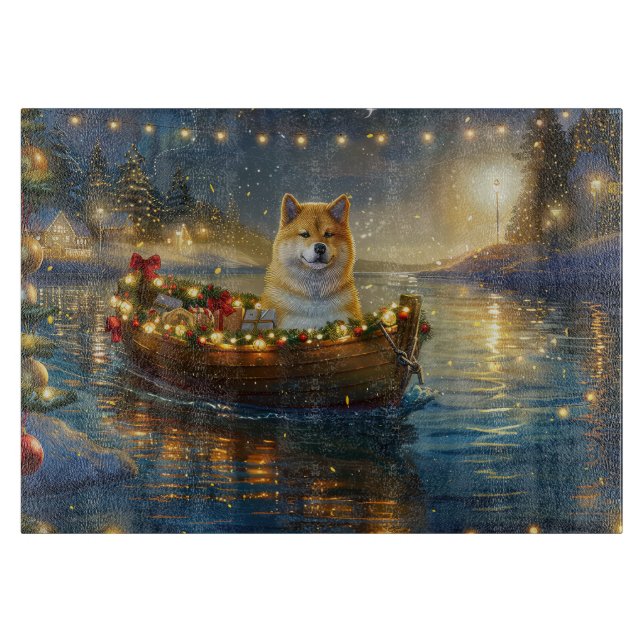 Planche À Découper American Akita Christmas Festive Voyage (Devant)