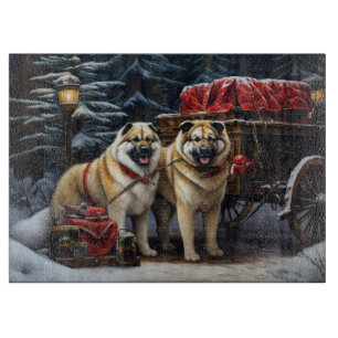 Planche À Découper American Akita Snowy Sleigh Ride Décor de Noël