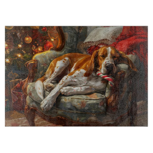 Planche À Découper American English Foxhound Chien Festif de Noël (Devant)