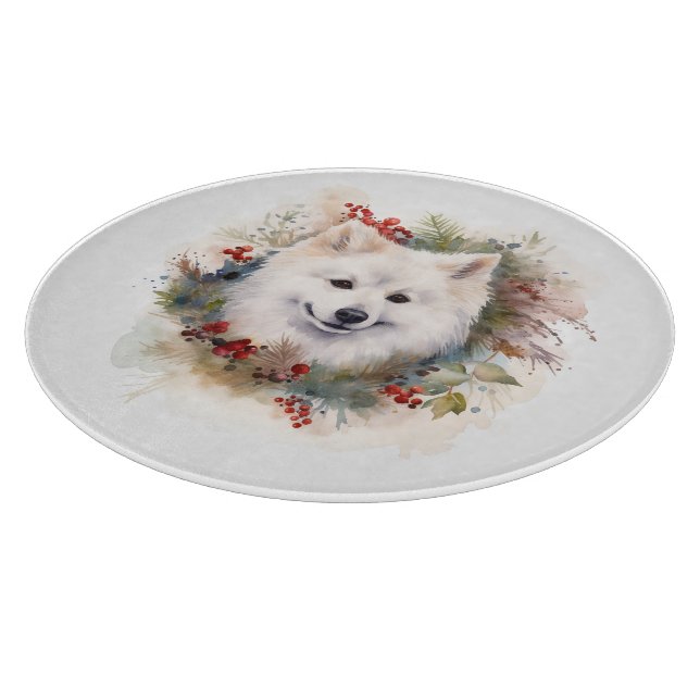 Planche À Découper American Eskimo Christmas Wreath Festive Pup (Coin)