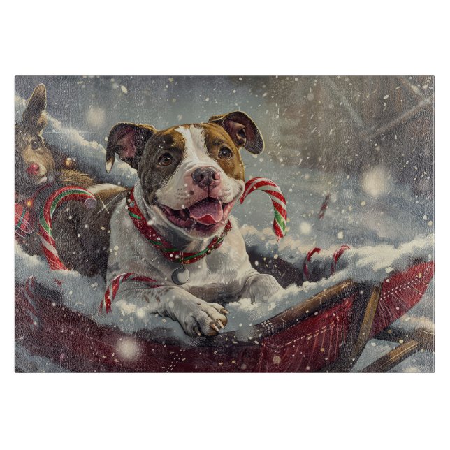 Planche À Découper American Staffordshire Chien Festif de Noël (Devant)