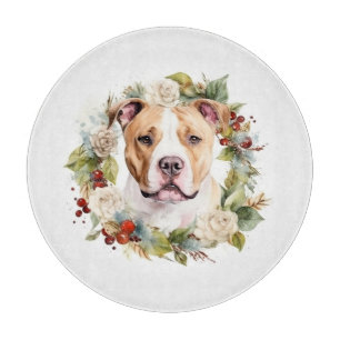 Planche À Découper American Staffordshire Fête de la couronne de Noël