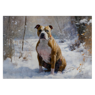Planche À Découper American Staffordshire Qu'il neige Noël