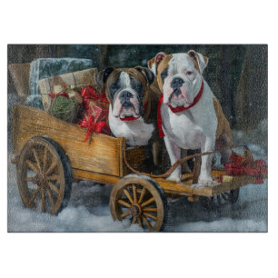 Planche À Découper American Staffordshire Snowy Sleigh Noël