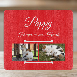 Planche À Découper Amoureux des animaux rouge et blanc verre 2 photos
