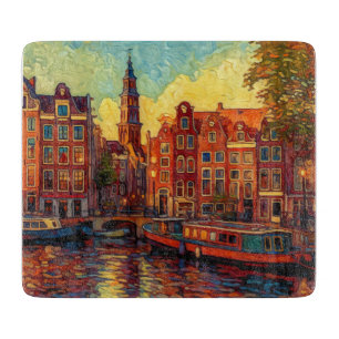 Planche À Découper Amsterdam canal maisons de style van Gogh
