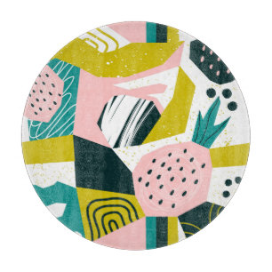 Planche À Découper Ananas Abstrait : Patchwork coloré sans fil