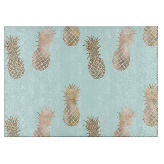 Planche À Découper Ananas Chic Mint Gold Glam (Devant)
