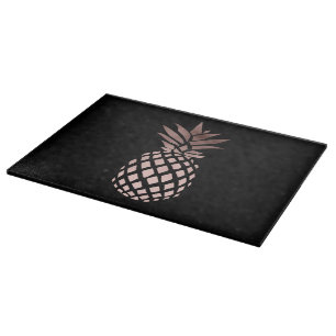 Planche À Découper ananas tropical d'or rose clair élégant de faux
