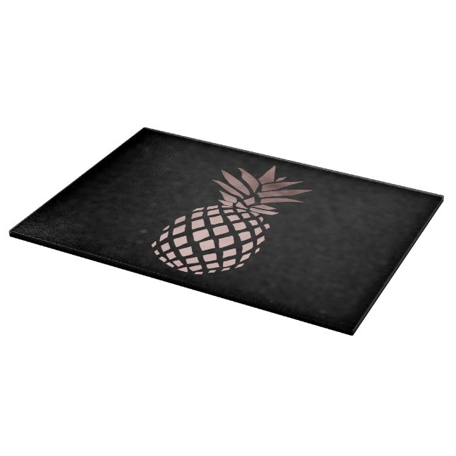 Planche À Découper ananas tropical d'or rose clair élégant de faux (Coin)