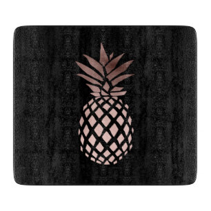 Planche À Découper ananas tropical d'or rose clair élégant de faux