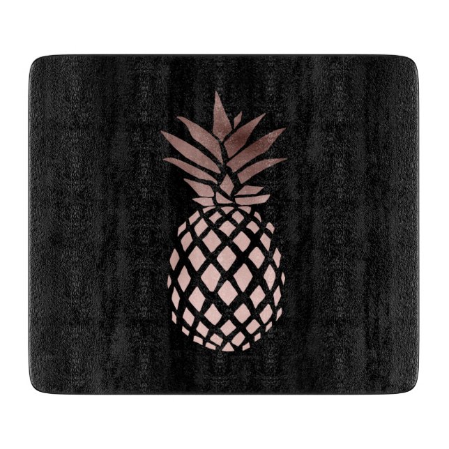 Planche À Découper ananas tropical d'or rose clair élégant de faux (Devant)