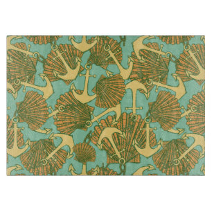 Planche À Découper Ancre et coquilles dans le motif vintage de style