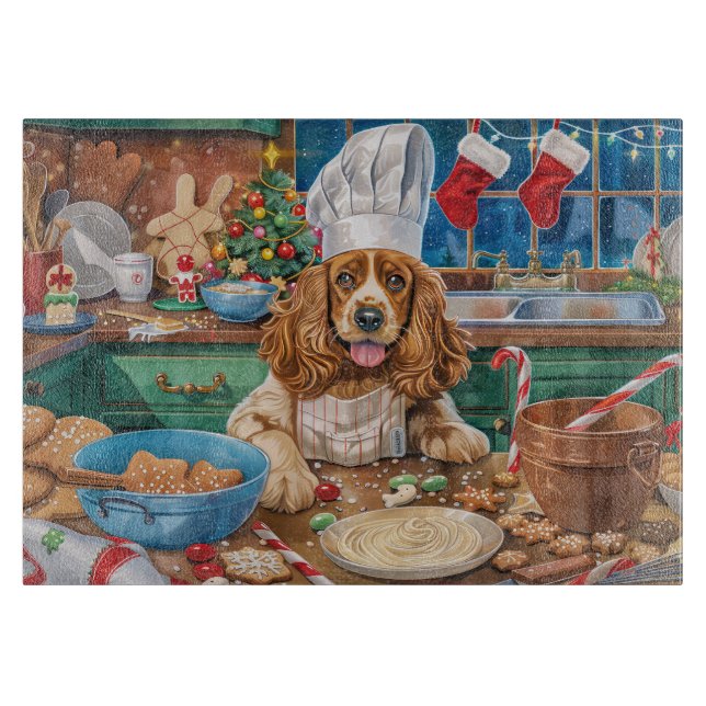Planche À Découper Anglais Cocker Spaniel Vacances Baking : Noël (Devant)