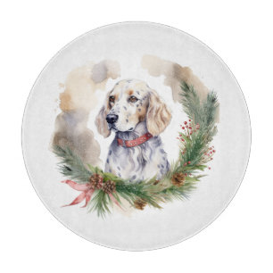 Planche À Découper Anglais Setter Christmas Wreath Festive Pup