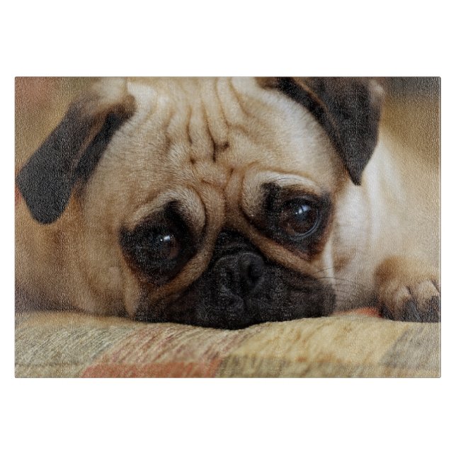 Planche À Découper Animaux de bébés cutest | Carlin bébé chiot (Devant)