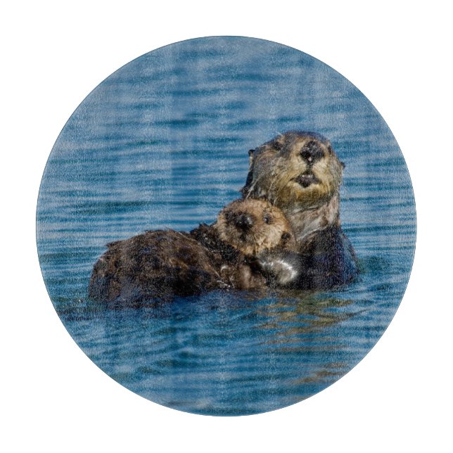 Planche À Découper Animaux de bébés cutest | Mère & Bébé Sea Otter (Devant)