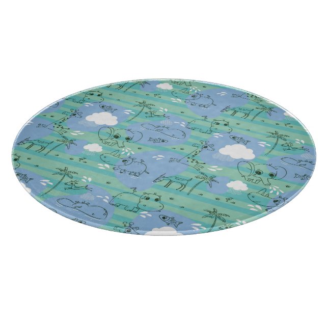 Planche À Découper Animaux mignons jouant avec de l'eau 3 (Coin)