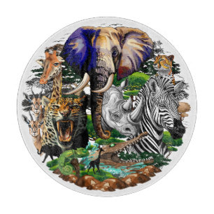 Planche À Découper Animaux sauvages de la Savane africaine