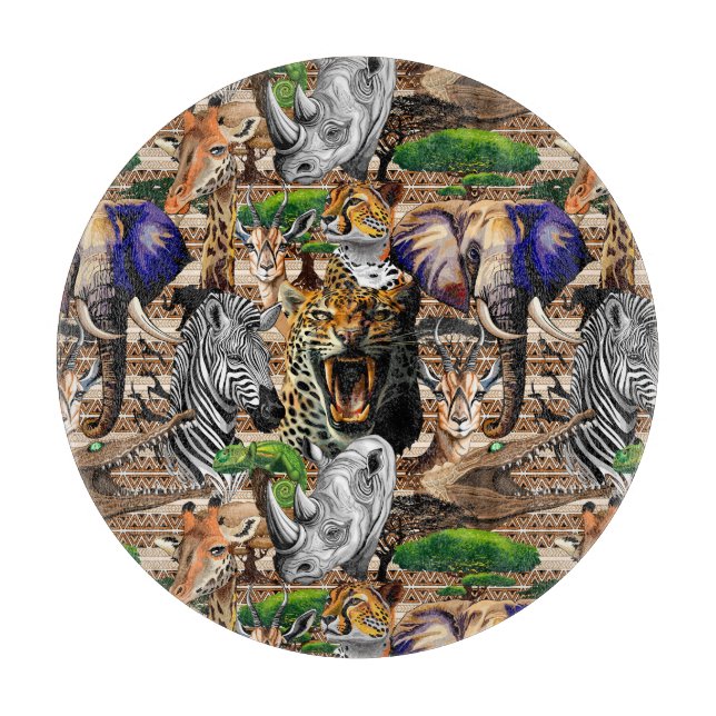Planche À Découper Animaux sauvages de la Savane africaine (Devant)