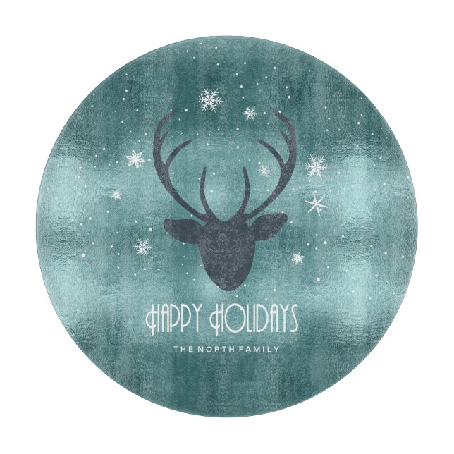 Planche À Découper Antlers de cerfs Silhouette et flocons de neige Tu (Devant)