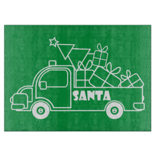 Planche À Découper Aperçu camion de Noël Père Noël vue côté voiture
