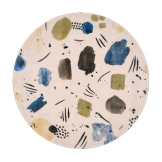 Planche À Découper Aquarelle Abstraite : Motif d'encre géométrique.