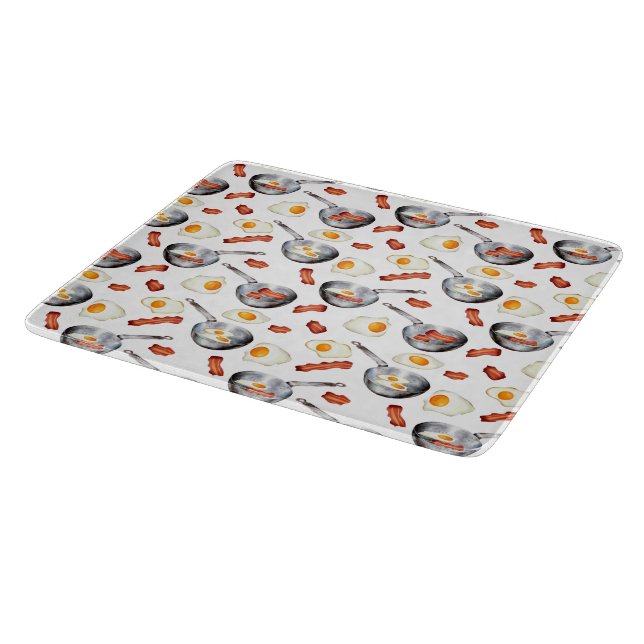 Planche À Découper Aquarelle Bacon & Oeufs Petit déjeuner Motif alime (Coin)