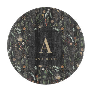 Planche À Découper Aquarelle botanique floral moody noir moderne