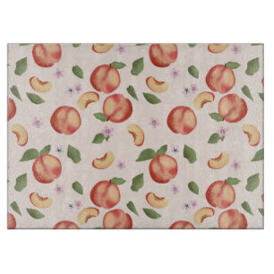 Planche À Découper Aquarelle botanique Pêches et fleurs