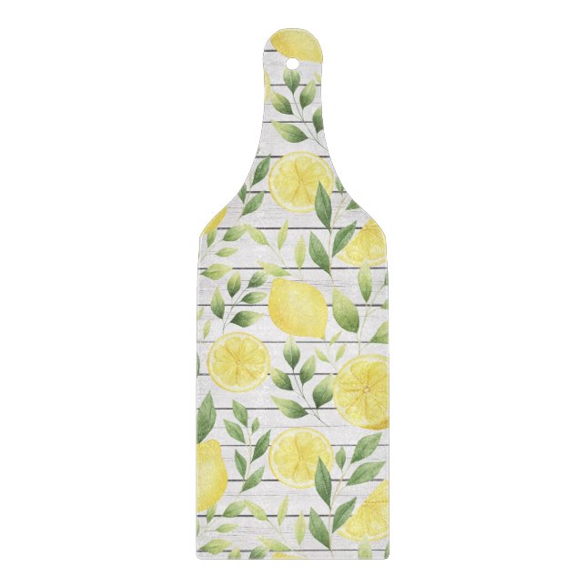 Planche À Découper Aquarelle Citrons & Barnwood (Devant)