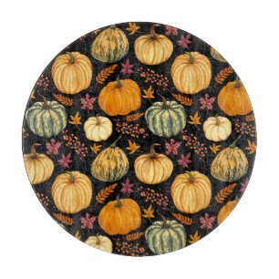 Planche À Découper Aquarelle Citrouilles : Automne Motif sans couture