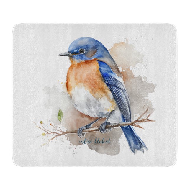 Planche À Découper Aquarelle de bleuet oriental adorable (Devant)