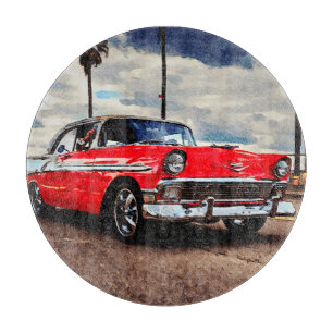 Planche À Découper Aquarelle de Chevrolet Bel Air 1956