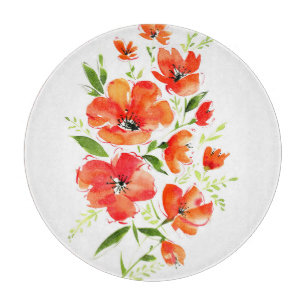 Planche À Découper Aquarelle de pavot d'ornement : Bouquet isolé