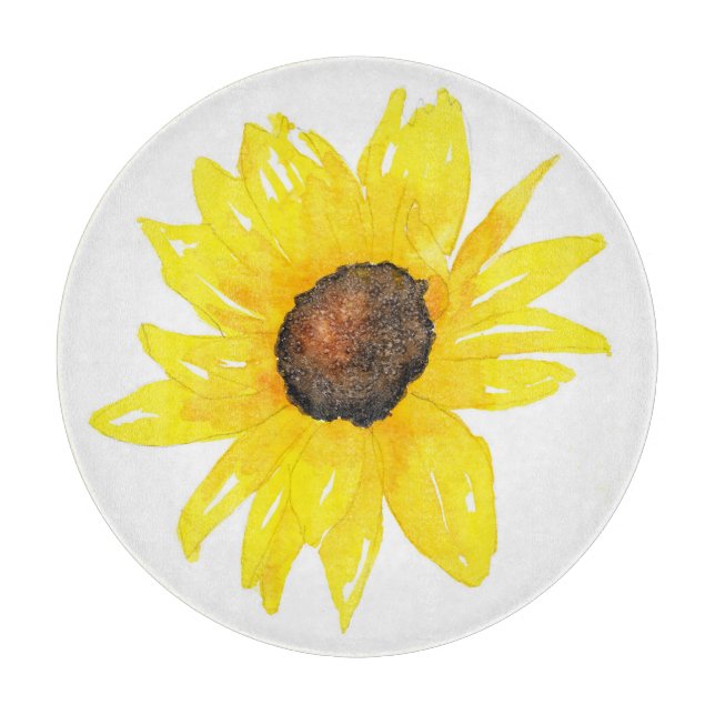 Planche À Découper Aquarelle de tournesol (Devant)