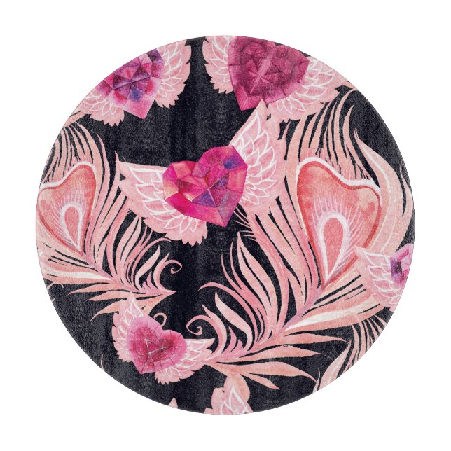 Planche À Découper Aquarelle douce et transparente Motif de Valentine (Devant)