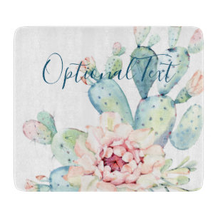 Planche À Découper Aquarelle douce Pastel Blooming Cactus