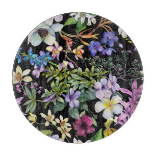 Planche À Découper Aquarelle Feuilles tropicaux : Motif transparent